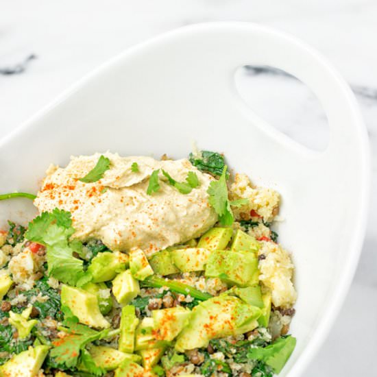 Cauliflower Rice Lentil Salad