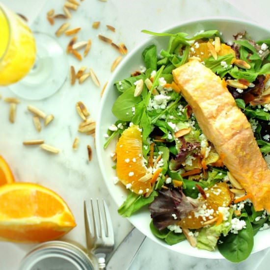 Mimosa Poached Salmon Salad