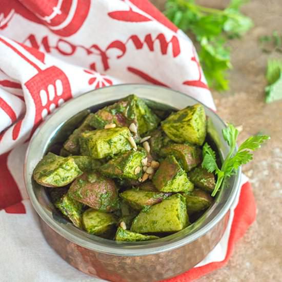 Roasted Potatoes in Cilantro Pesto