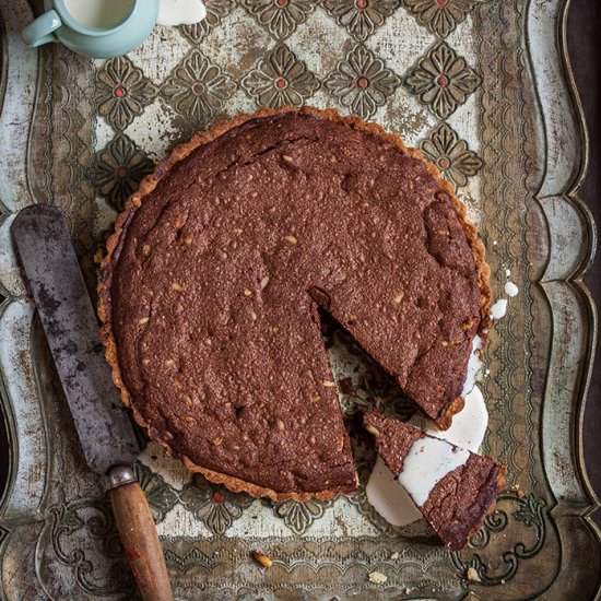 chocolate and pine nut tart