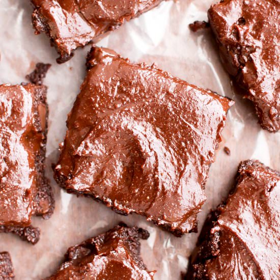 Frosted Fudgy Paleo Brownies