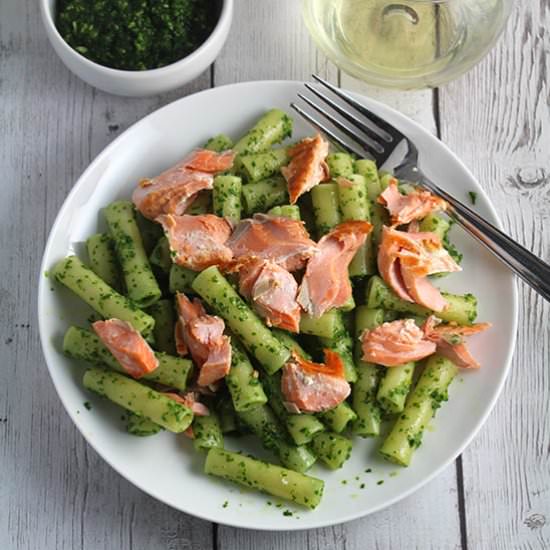 Ziti with Salmon and Kale Pesto