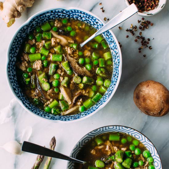 Gingered Pork Soup + Spring Veggies