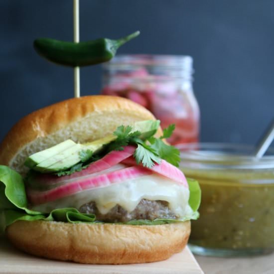 Pork Burger with Hatch Chiles