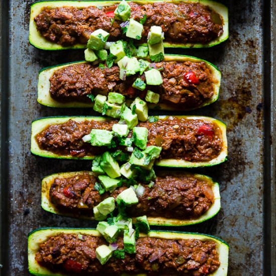 Mexican Tuna Stuffed Zucchini Boats