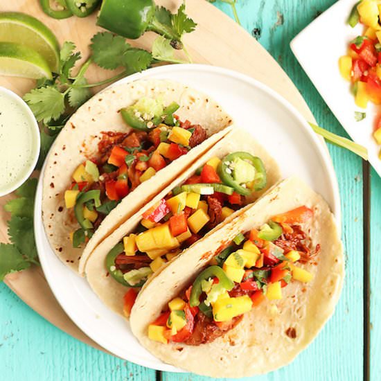 BBQ Jackfruit Tacos w/ Mango Salsa