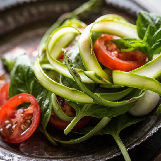 Ribboned Asparagus Caprese Salad
