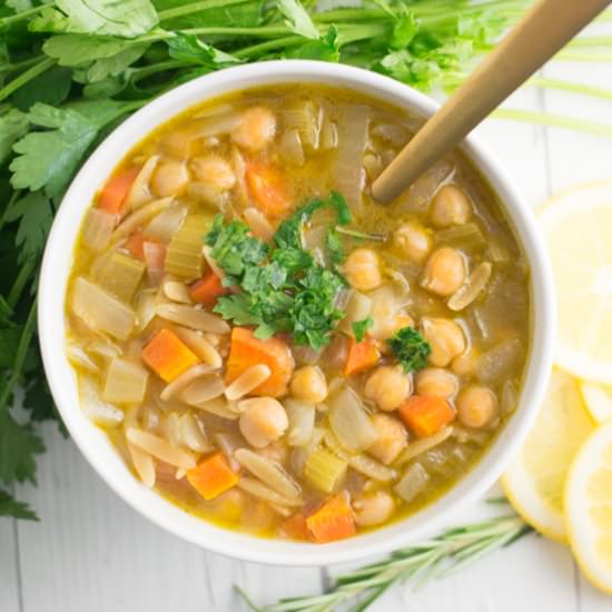 Orzo Lemon Soup with Chickpeas