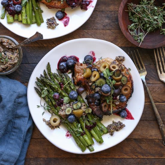 Skillet Pork Chops with Tapenade
