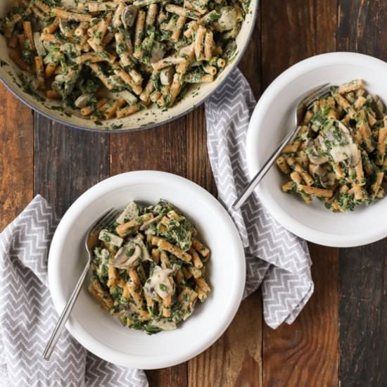 Creamy Mushroom and Spinach Pasta