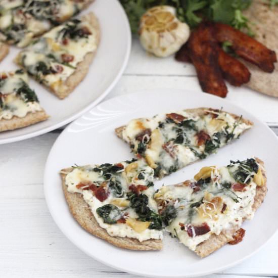 Bacon, Garlic & Greens Pizza