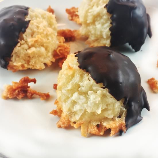 Chocolate-Dipped Coconut Macaroons