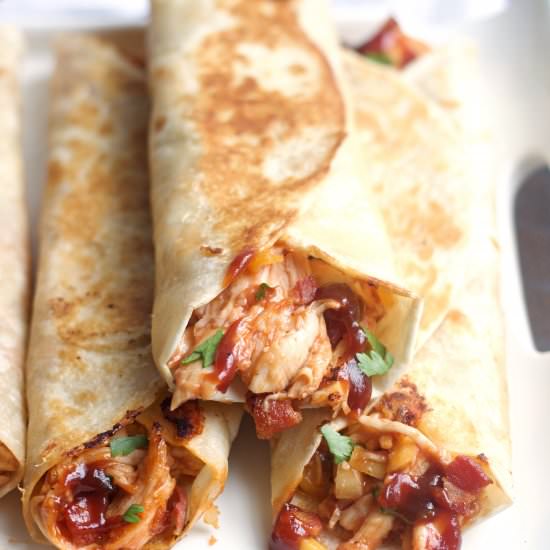 Crispy BBQ Chicken & Bacon Wraps
