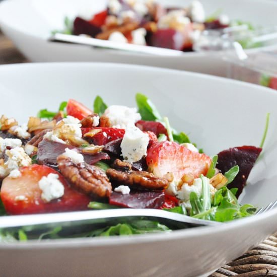 Beet Strawberry & Arugula Salad