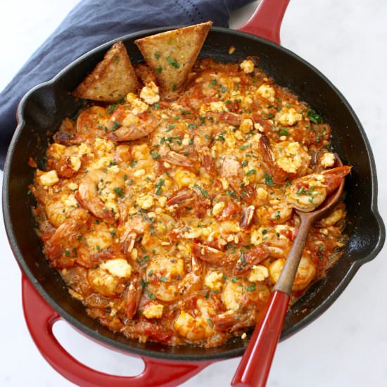 Greek Shrimp Bake with Feta Cheese