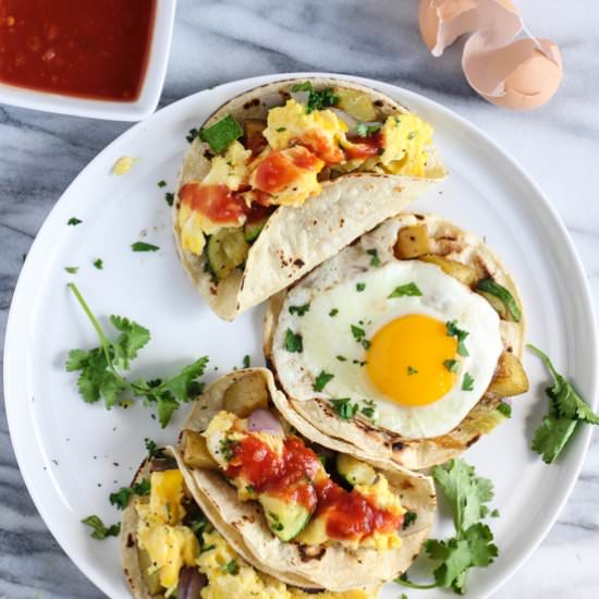 Breakfast Tacos with Zucchini Hash