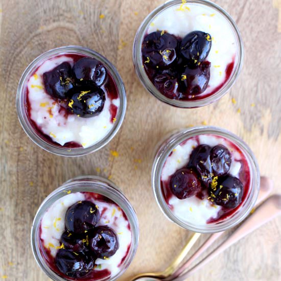 Coconut Rice Pudding with Cherries