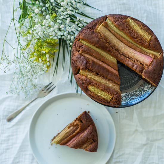 Rhubarb-Pecan Tea Cake