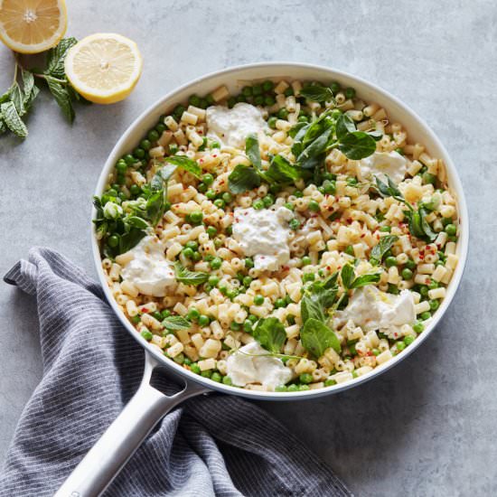 Spring Pea Pasta with Burrata