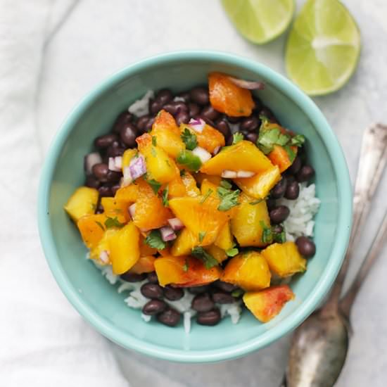 Peach Salsa Rice Bowls
