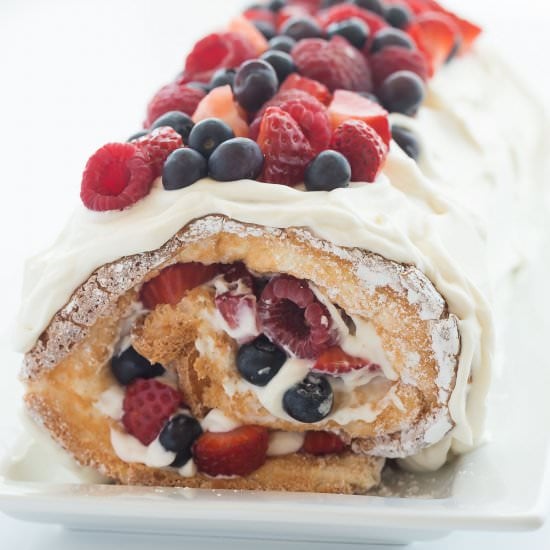 Triple Berry Angel Food Cake Roll