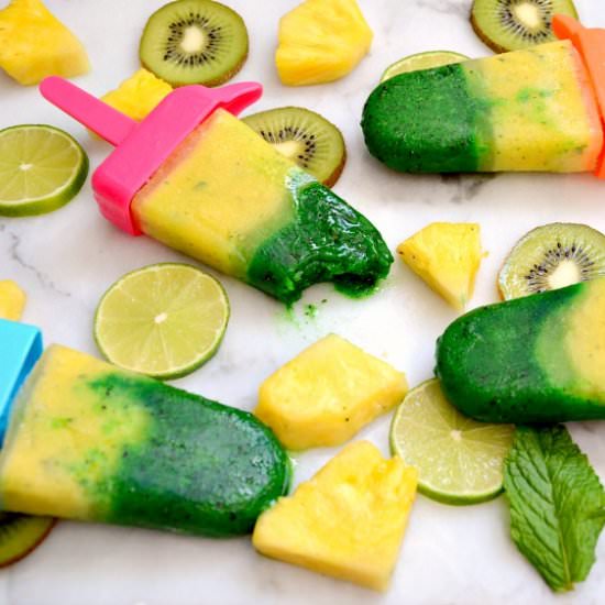 Pineapple kiwi popsicles
