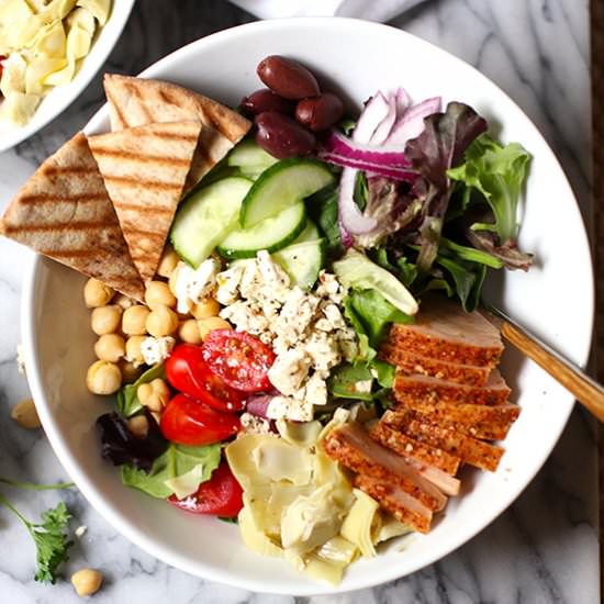 Traditional Greek Salad with Turkey