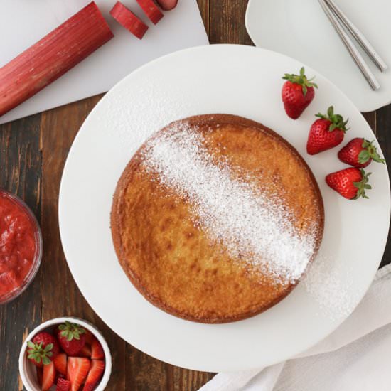 Almond Cake with Strawberry Rhubarb