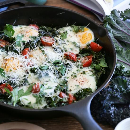Kale and Parmesan Baked Eggs