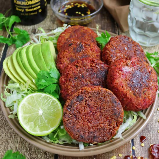Teriyaki Chickpea Beet Burgers