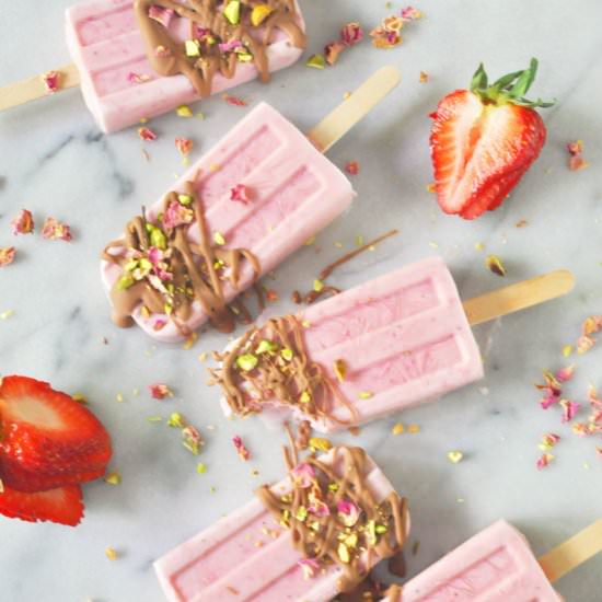Rose Strawberry Popsicles