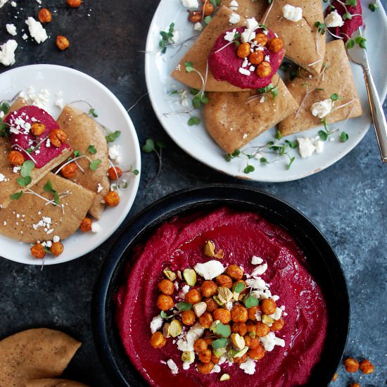 Roasted Beet Hummus & Pita Chips