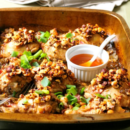 Saffron, hazelnut and honey chicken