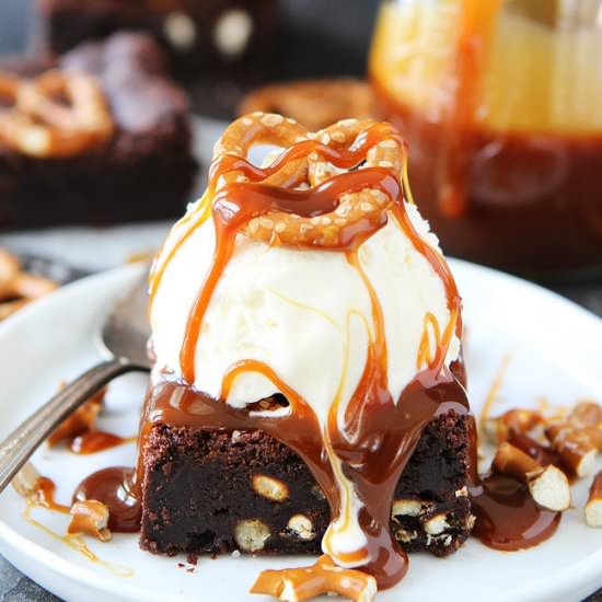 Salted Caramel Pretzel Brownies