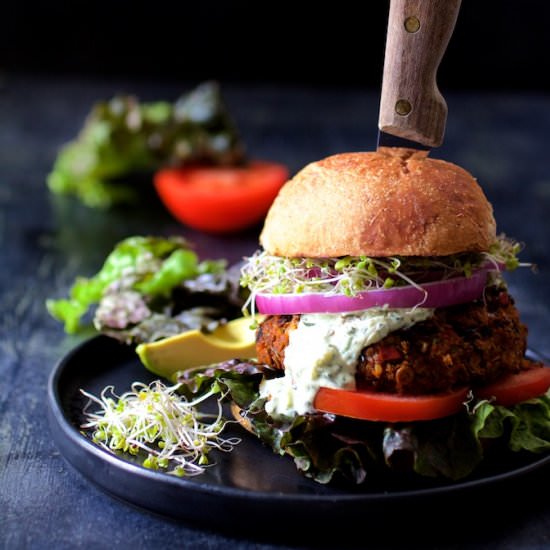 Lentil Walnut Veggie Burgers