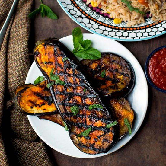 Grilled Harissa Eggplant
