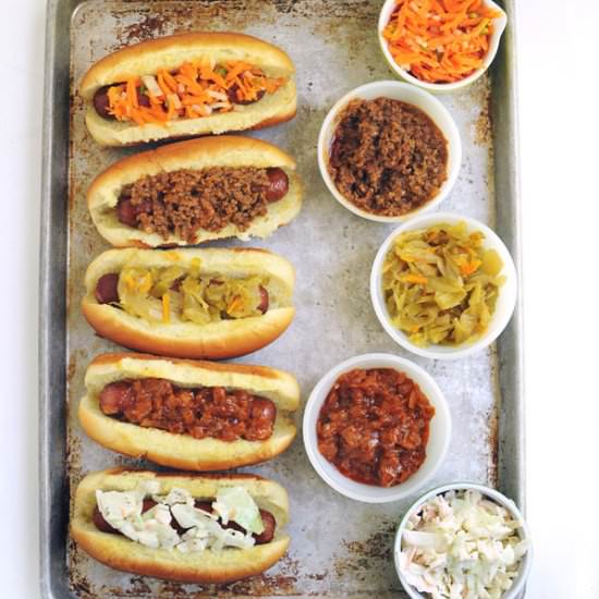 Hot Dog Toppings 5 Ways