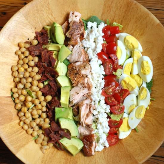 Greek-ish Cobb Salad with Salmon