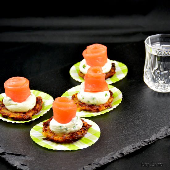 Salmon Over Mini Hash Brown