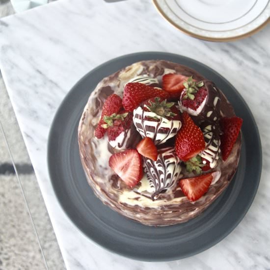 Marble Chocolate Strawberry Cake