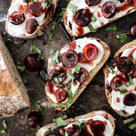 Black Cherry & Basil Ricotta Toast
