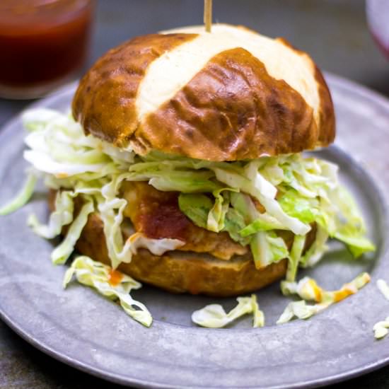 BBQ Chicken Burger with Slaw