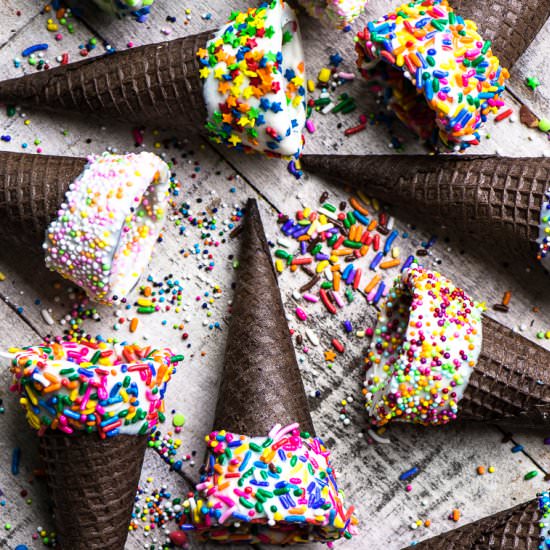 Sprinkle Dipped Ice Cream Cones