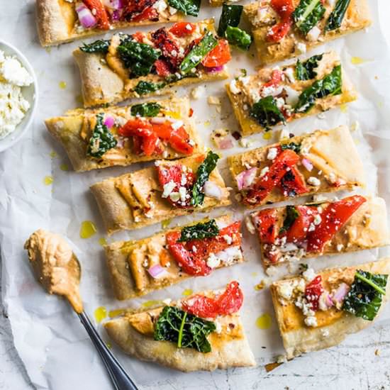 Red Pepper Hummus Flatbread