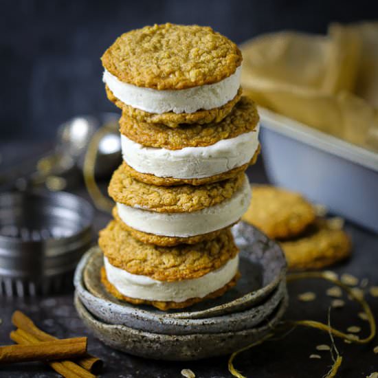Oatmeal Cookie Ice Cream Sandwiches