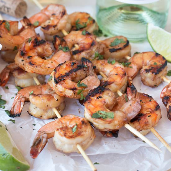 Mango Garlic Shrimp Skewers