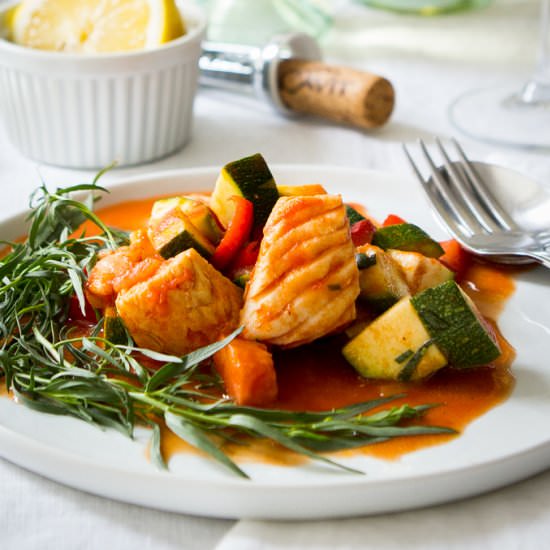 Braised Cod with Summer Vegetables