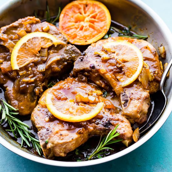 Sticky Skillet Marmalade Pork Chops