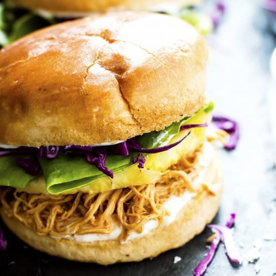 Slow Cooker Hawaiian Chicken Sandwich