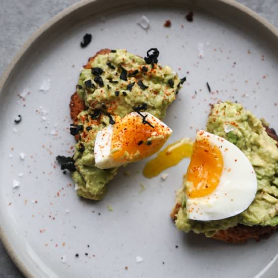 Sesame Avocado Toasts with Eggs